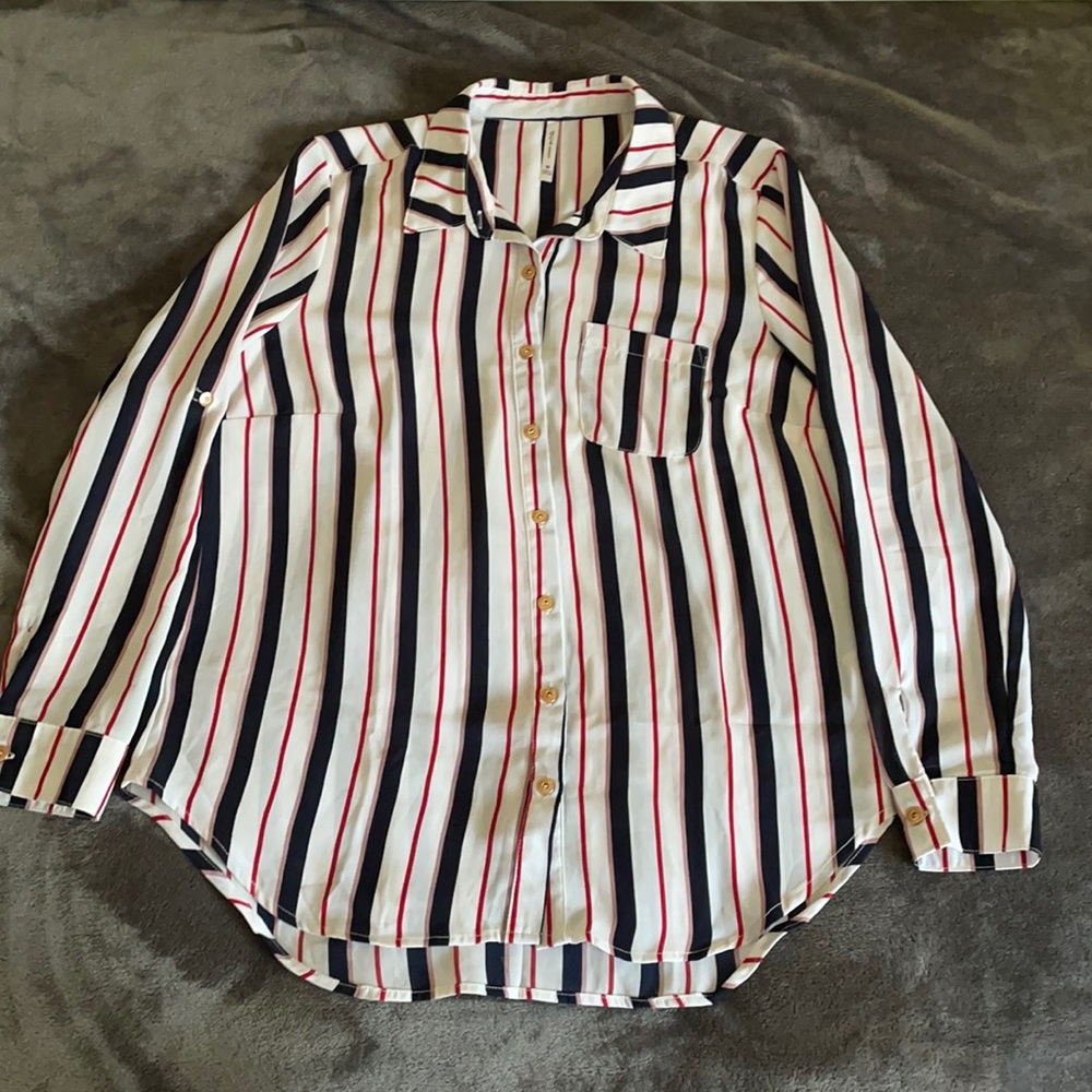 Striped long sleeve blouse